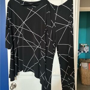 Alfani Black with White Line Pattern Pantsuit